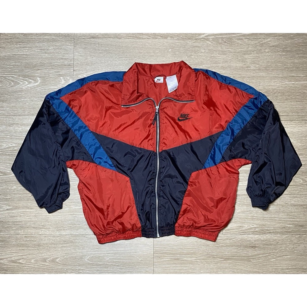 Vintage 90's Nike Color block Windbreaker Jacket Classic Red Full Zip Athletic